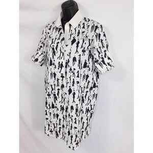 ARKIS PUNTO BLACK WHITE PEOPLE PRINT SHIRT DRESS SZ 6
